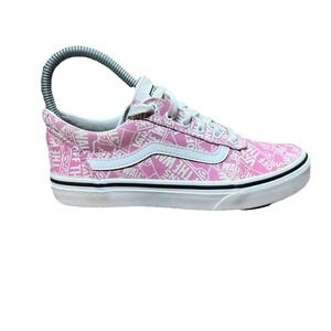 L59 Vans Off The Wall Old School Sneaker 500714 Pink Logo‎ Low Cut Kids 2.5